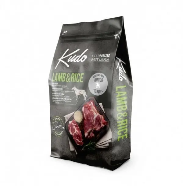 Kudo Junior Mediu-Maxi, Hrana Uscata Presata la Rece, Miel si Orez, 12 kg