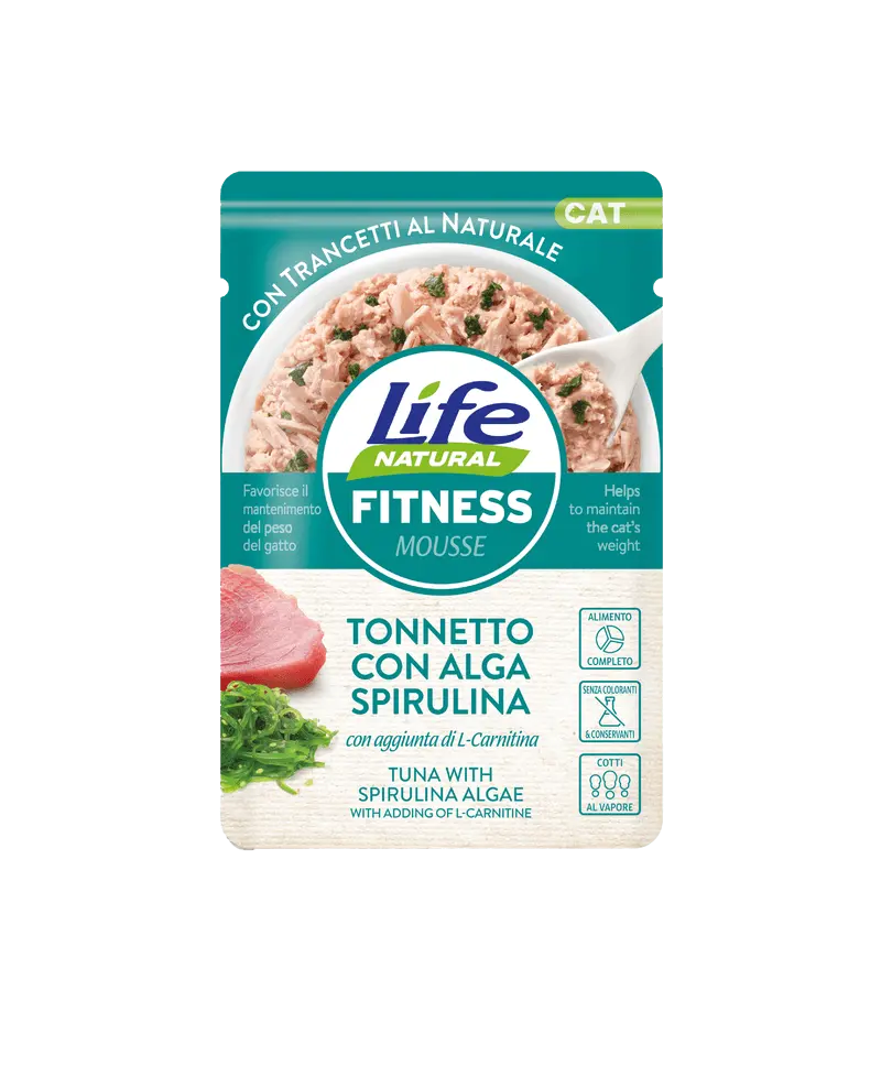 Hrana Umeda Pisici, Life Natural Fitness Mousse Ton si Alge cu Spirulina, 70 g