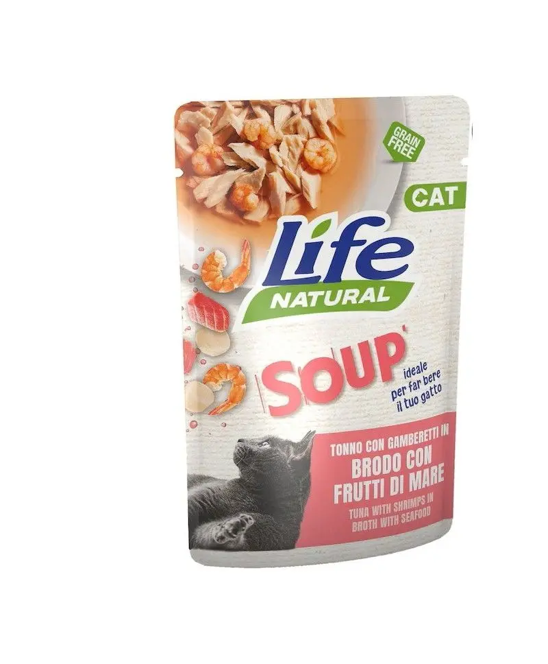 Hrana Umeda Pisici, Life Natural Adult Supa, Ton si Creveti, 60 g