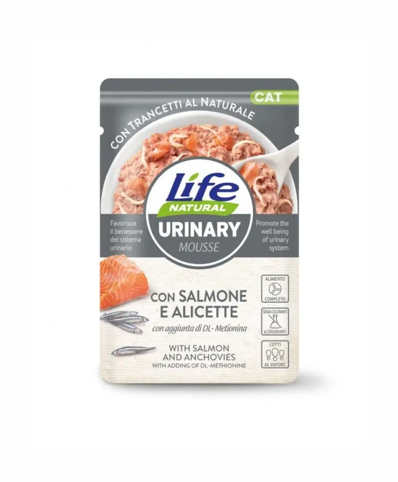 Hrana Umeda Pisici, Life Natural Urinary Mousse Somon, Ansoa si Afine, 70 g