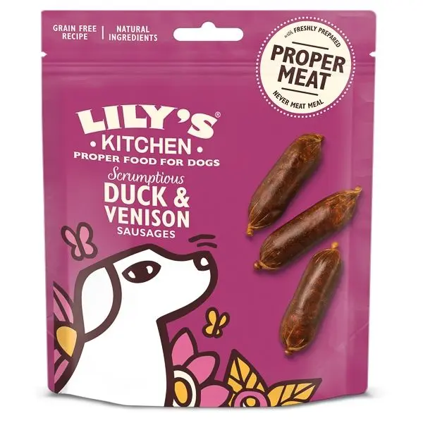 Lily's Kitchen Scrumptious Duck With Venison Sausages Dog Treats, 70 g
