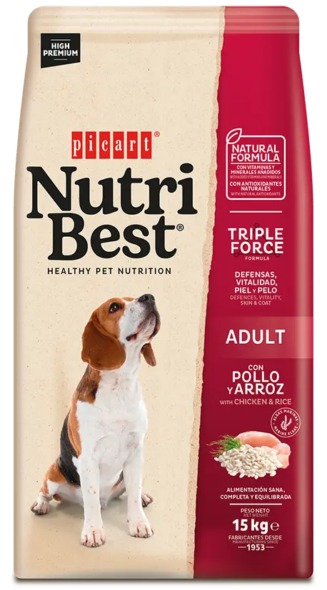 Hrana Uscata Caini Premium, NutriBest Adult Dog, Pui si Orez, 15 kg