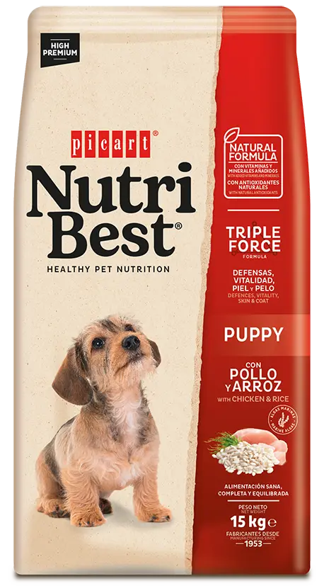 Hrana Uscata Caini Premium, NutriBest Puppy, Pui si Orez, 15 kg