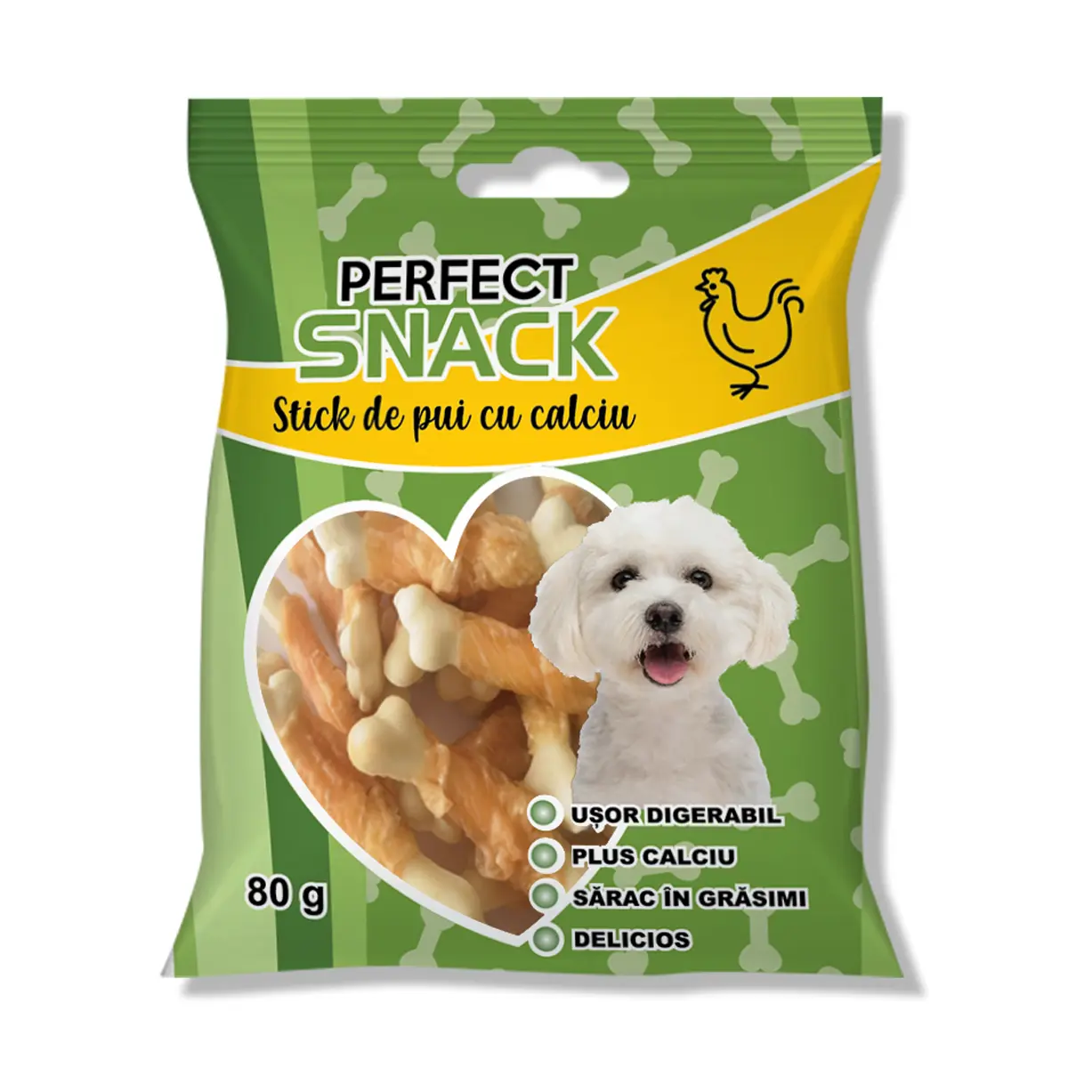 Hrana complementara pentru caini, Perfect Snack, stick din pui cu calciu, 80 g