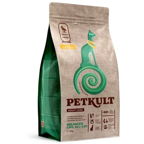 Hrana Uscata Petkult Adult Care Balanced Life All-Cat Pisici, Pui, 2 kg