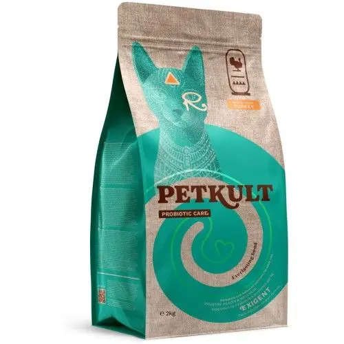 Hrana uscata Petkult Probiotic Care Exigent Fresh pentru pisici, cu curcan, 2 kg