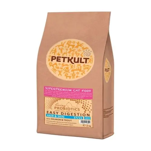 Hrana uscata pentru pisici Petkult Probiotics Hair and Skin, 2 kg
