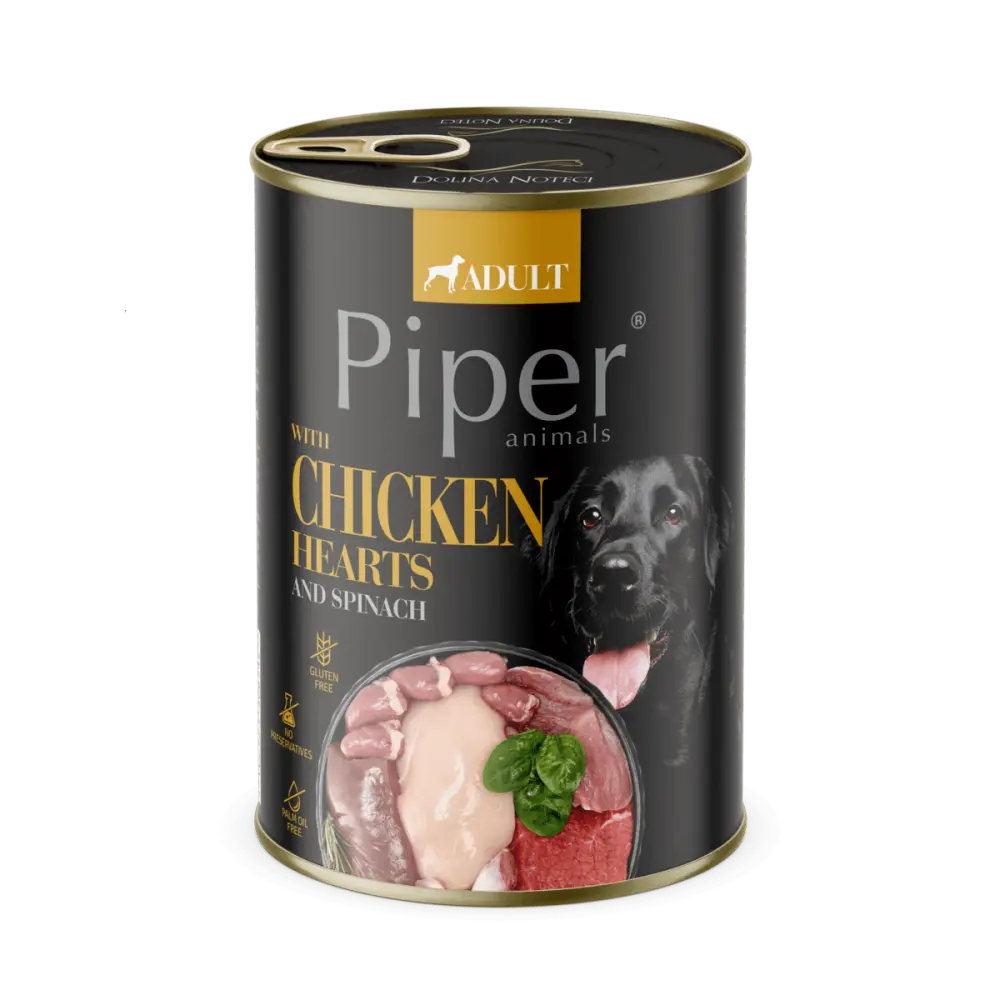 Piper Adult Dog, Inimi de Pui si Spanac, 400 g