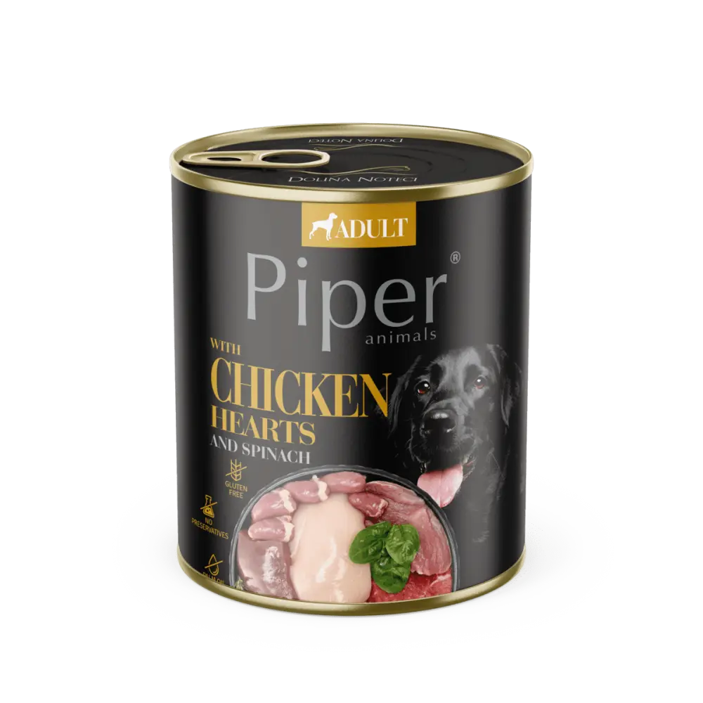 Piper Adult Dog, Inimi de Pui si Spanac, 800 g