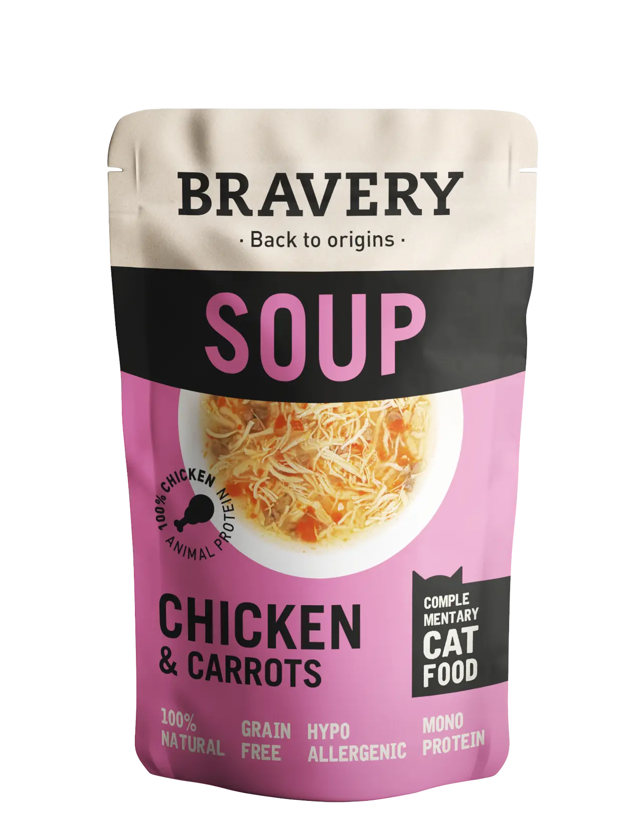 Hrana Umeda Pisici, Bravery Soups Cat, Pui si Morcovi, 40 g