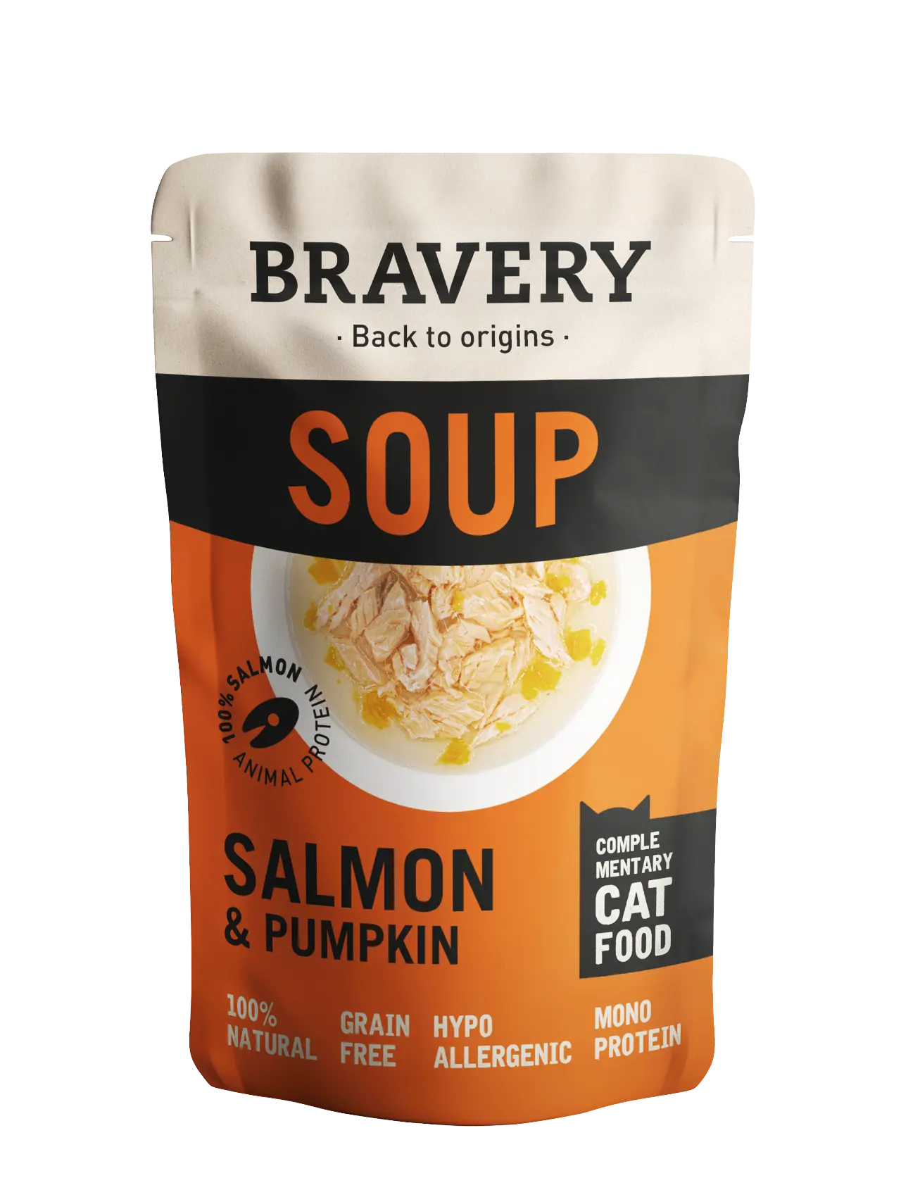 Hrana Umeda Pisici, Bravery Soups Cat, Somon si Dovleac, 40 g