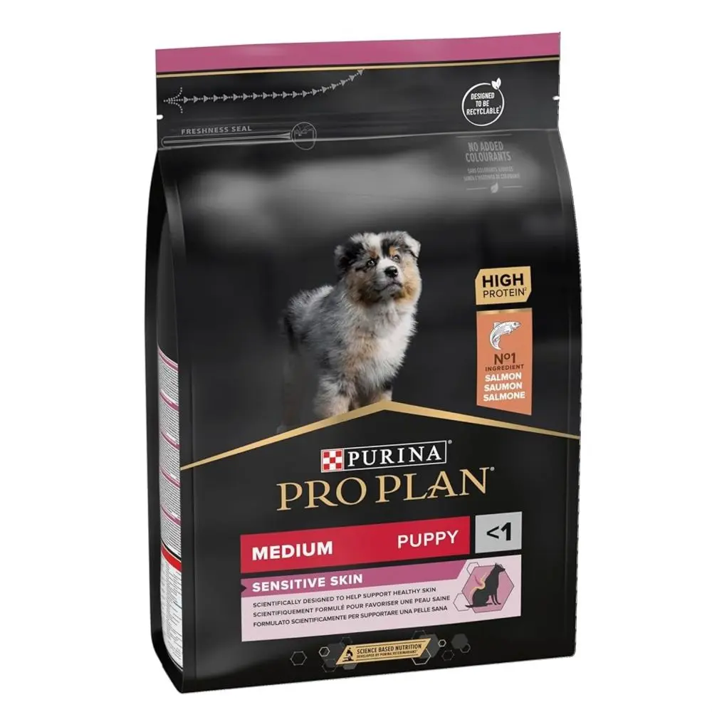 PURINA PRO PLAN PUPPY Sensitive Skin, Talie Medie, Somon, 3 kg