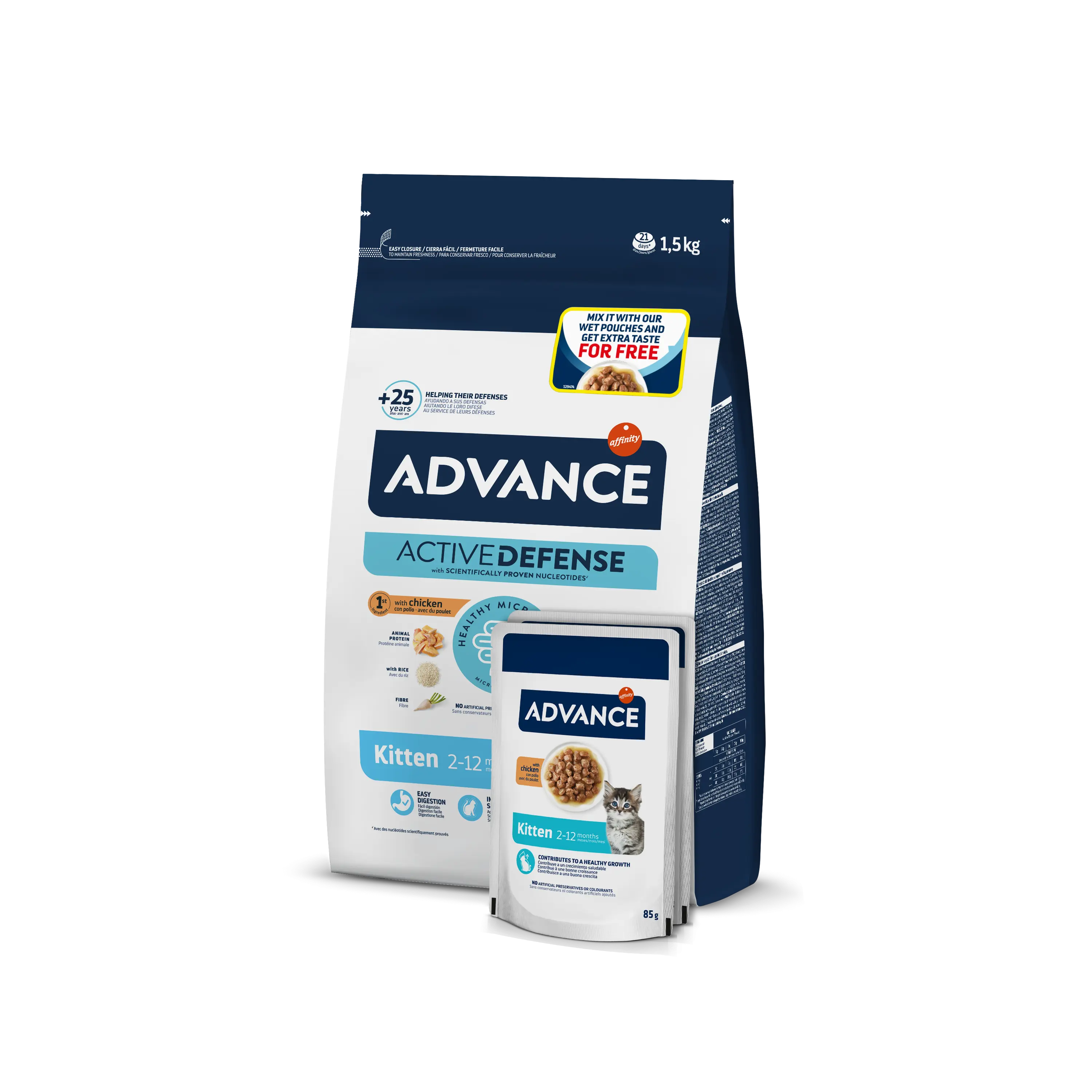 Advance Cat Kitten 1.5 kg + 2 Plicuri Kitten Pui 85 g