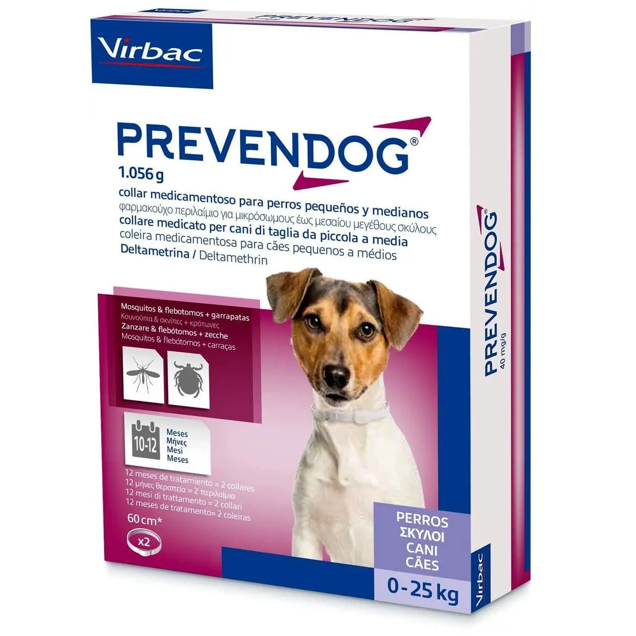 Prevendog zgarda antiparazitara, caini, talie medie (0-25 kg) 60 cm 2 bucati