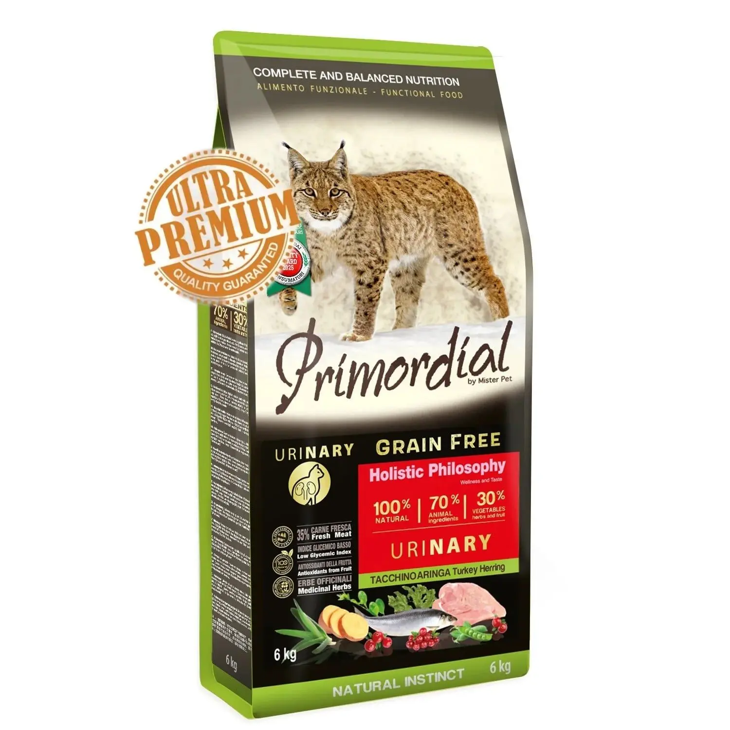 Primordial Grain-Free Holistic Cat Adult Urinary, Curcan & Hering, 400 g