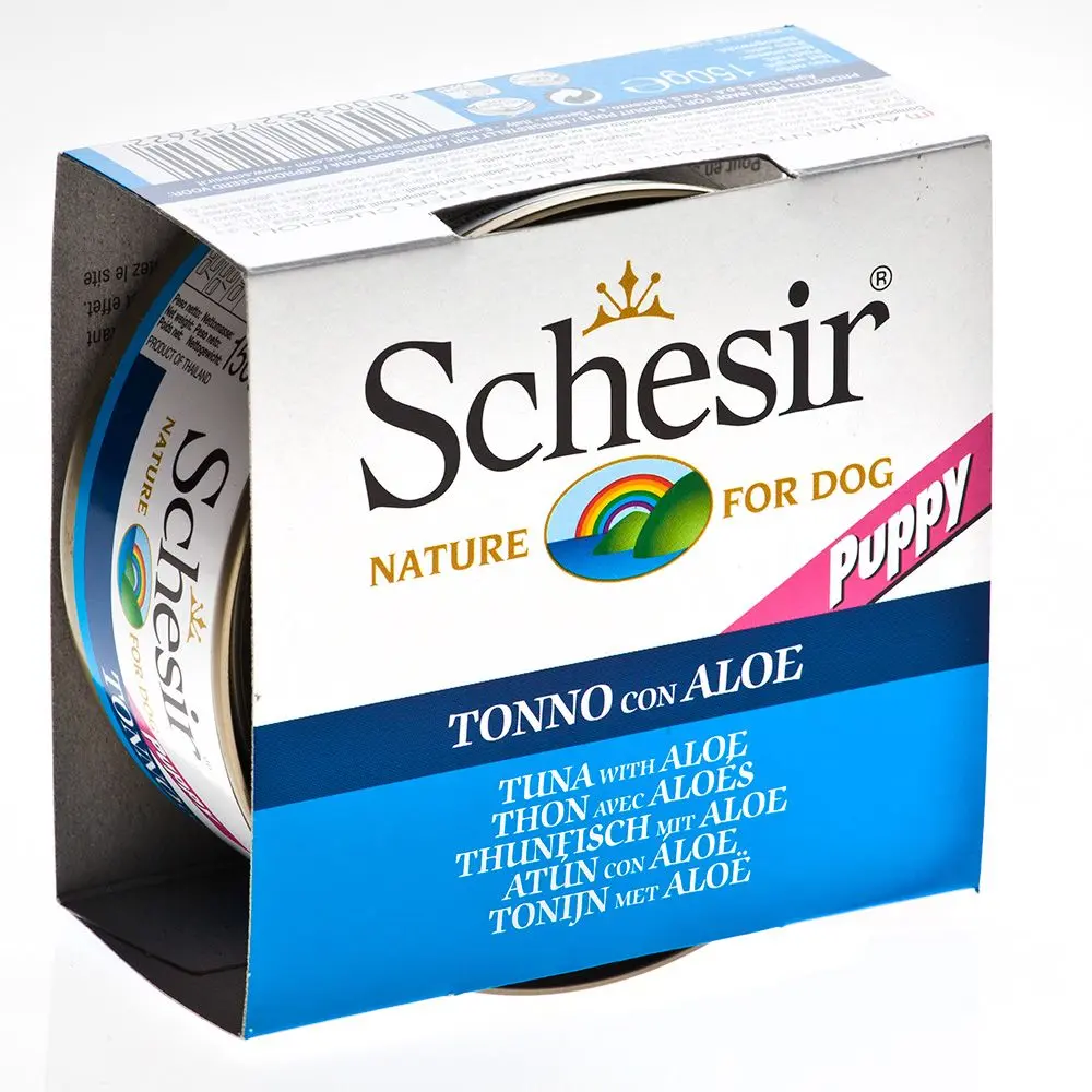 Hrana umeda caini, Schesir Dog Puppy Tuna with Aloe, 150 g