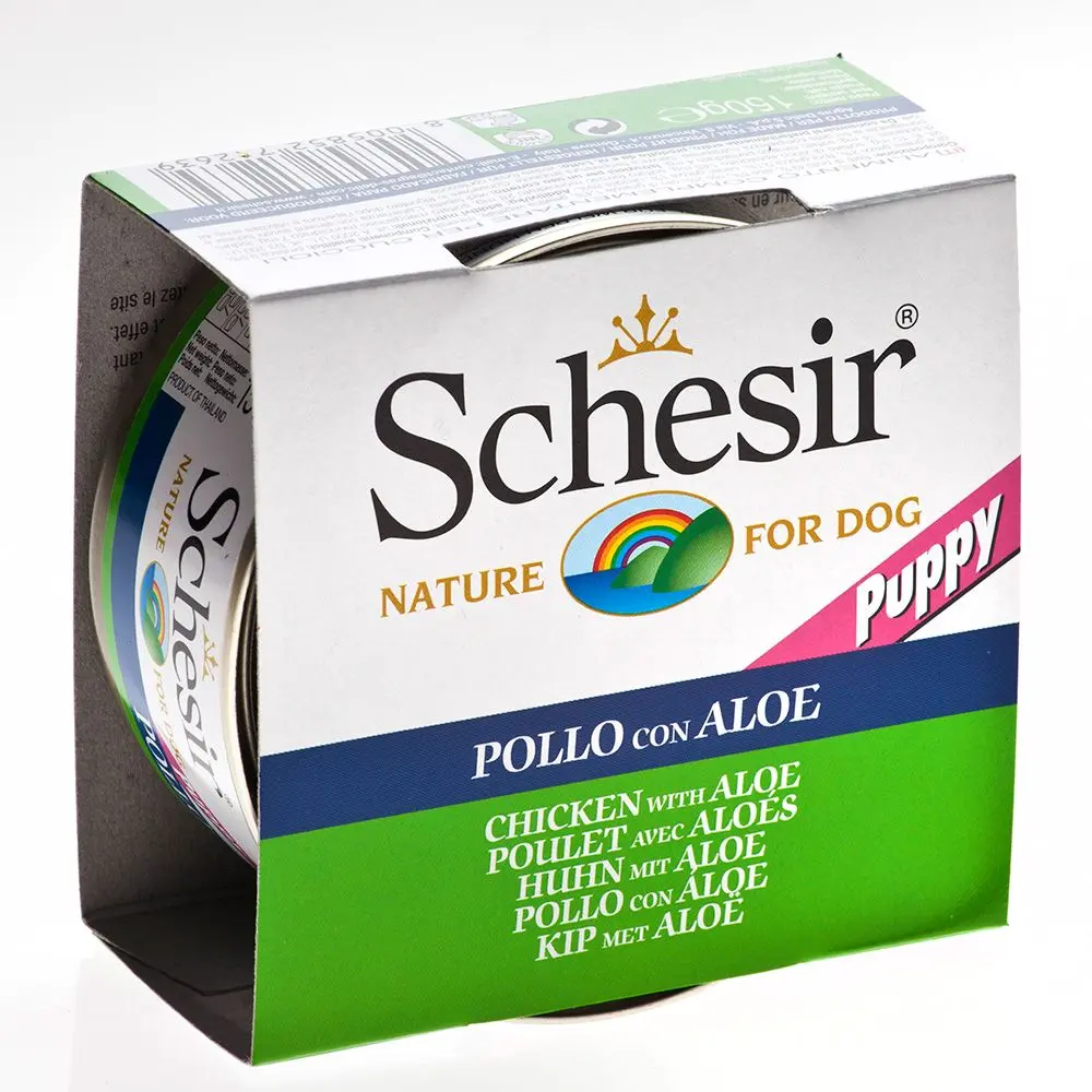 Hrana umeda caini, Schesir Dog Puppy Chicken with Aloe, 150 g
