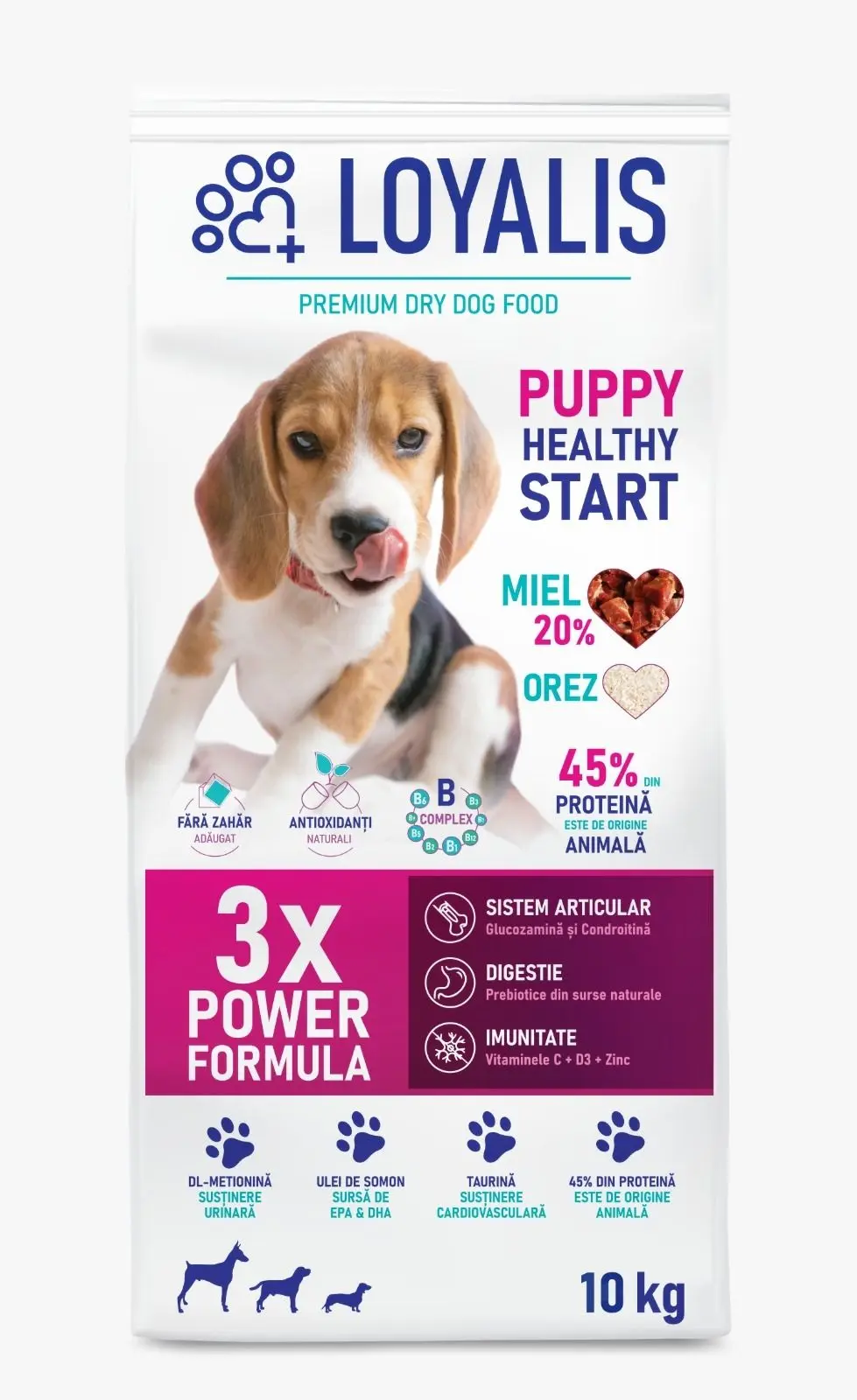 Hrana uscata premium, Loyalis, Puppy, Healthy Start, Miel, 10 kg