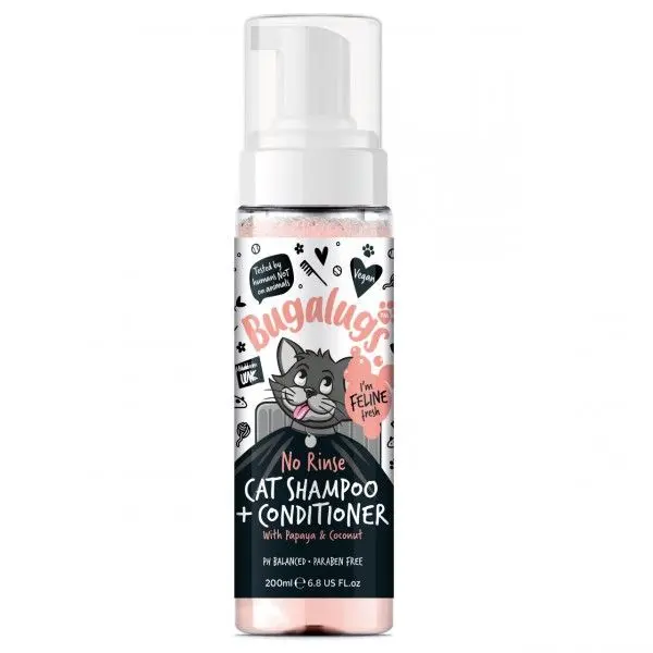 Sampon uscat pentru pisici, Bugalugs Cat No Rinse, 200 ml