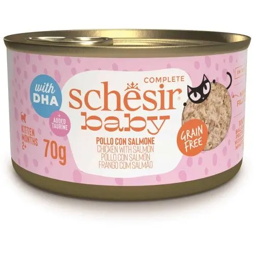 Hrana umeda pisici, Schesir Baby Cat Pui si Somon, 70 g