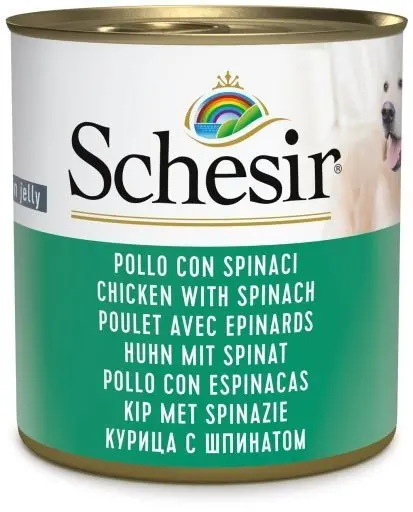 Hrana umeda caini, Schesir Dog Chicken with Spinach, 285 g