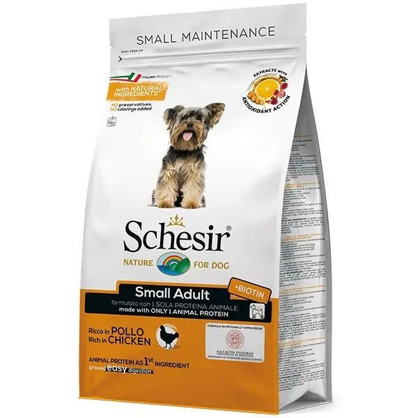 Hrana uscata caini, Schesir Dog, Dry Small Monoprotein Pui, 800 g