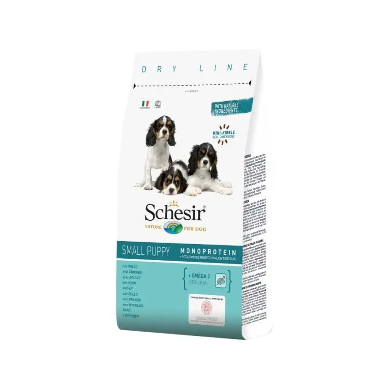 Hrana uscata caini, Schesir Dog Dry, Small Puppy Monoprotein Pui, 800 g