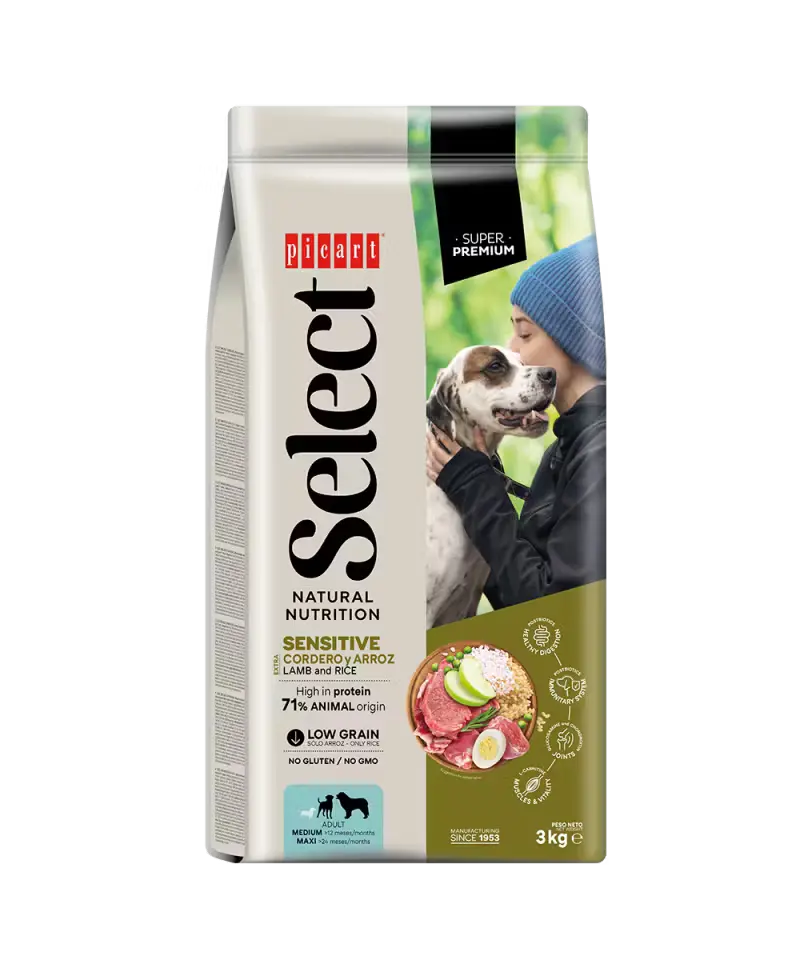 Hrana Uscata Caini Premium, Select Adult Sensitive, Miel si Orez, 12 kg