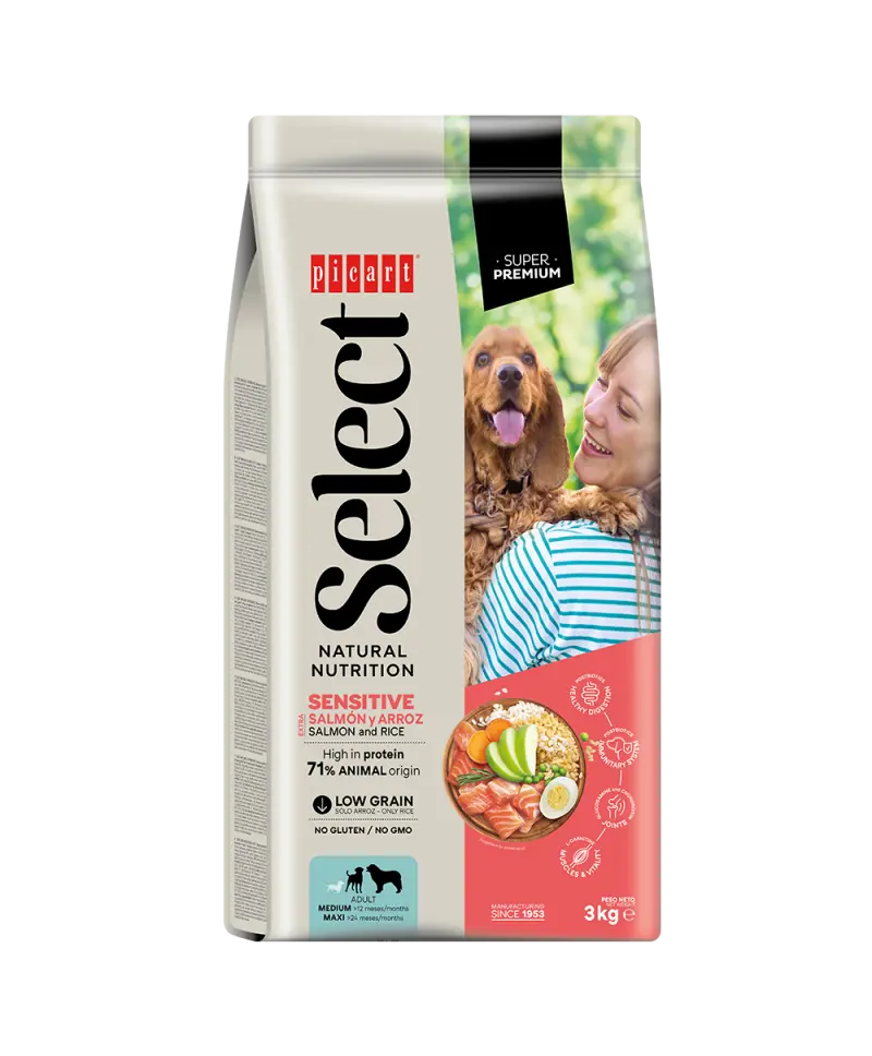 Hrana Uscata Caini Premium, Select Adult Sensitive, Somon si Orez, 12 kg