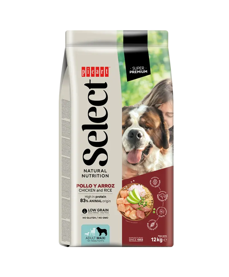 Hrana Uscata Caini Premium, Select Maxi Adult, Pui si Orez, 12 kg