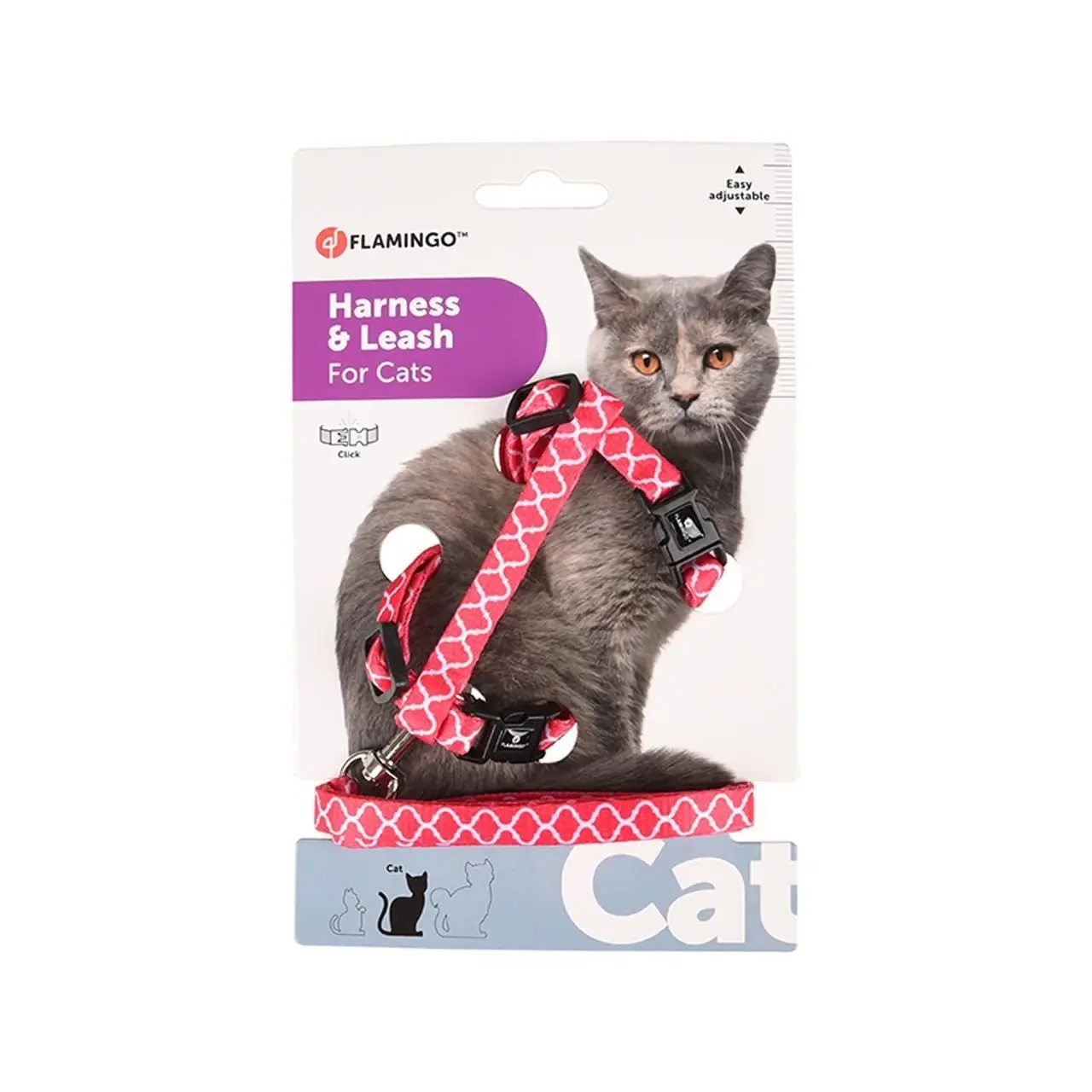 Set Ham & Lesa pentru Pisica, Flamingo Amsi Pink, 20-35 cm x 10 mm