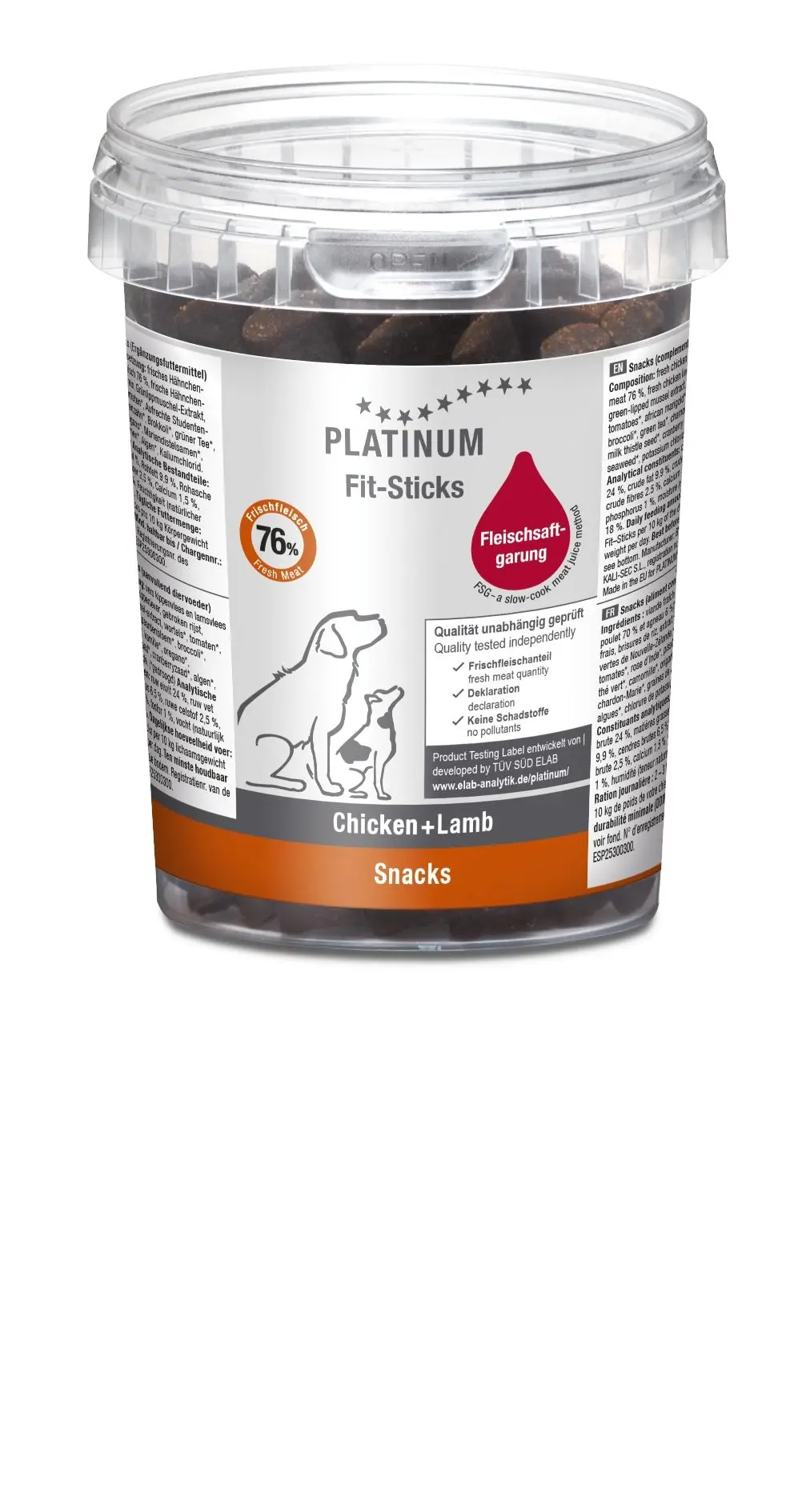 Recompense caini, PLATINUM Fit-Sticks cu Pui si Miel, 300 g