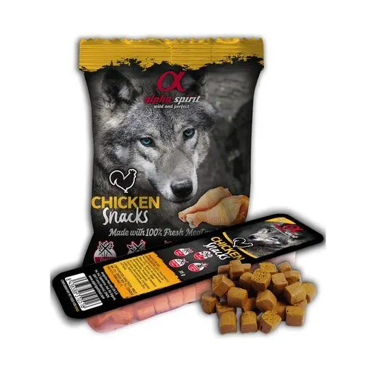 Snack pentru caine Alpha Spirit, cu pui, 50 g