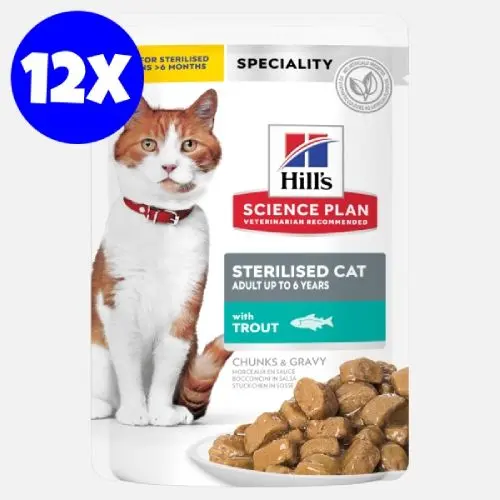 Hill's Science Plan Feline Sterilised Adult Pastrav, 12x85 g