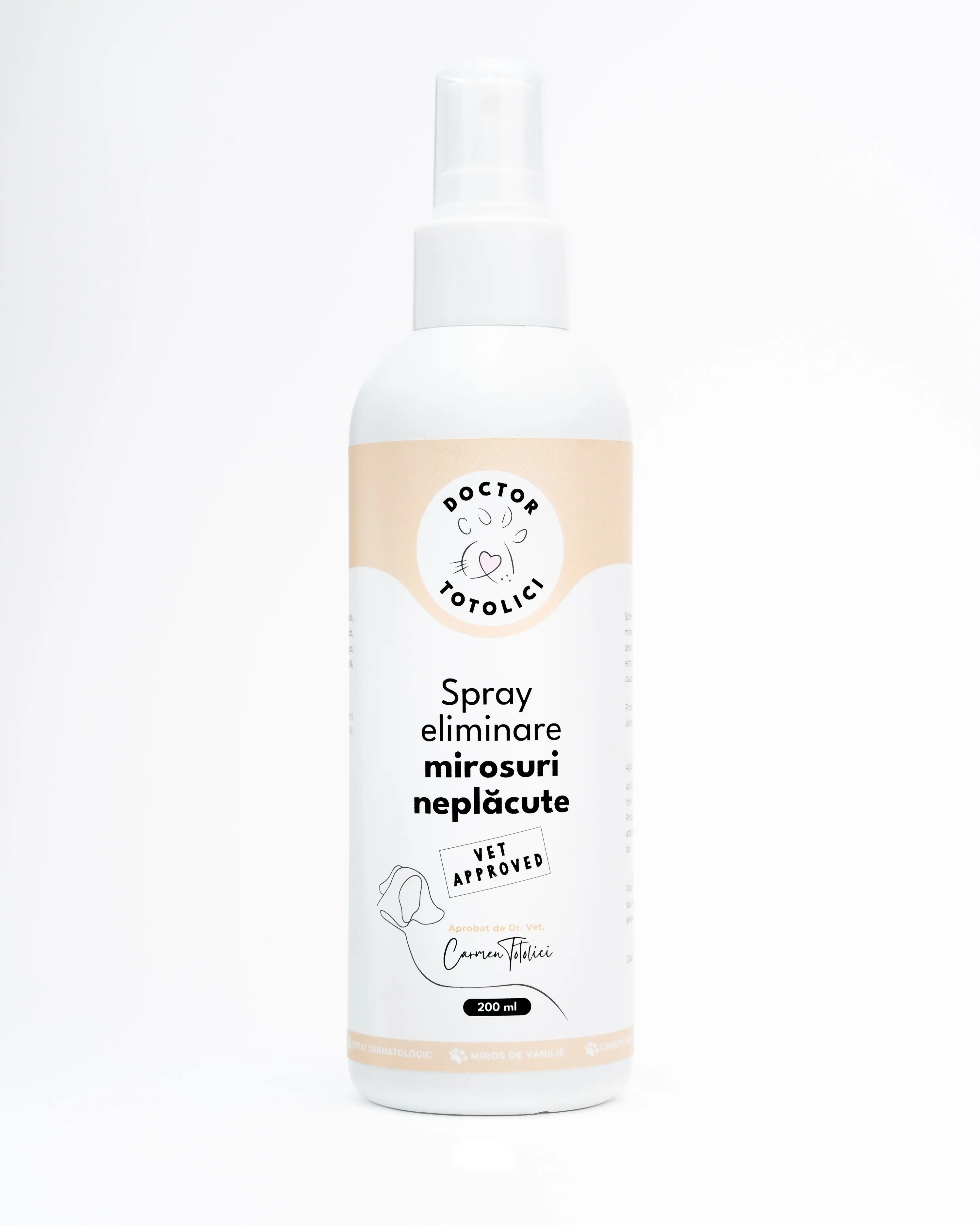 Spray eliminare mirosuri neplacute cu miros de vanilie Doctor Totolici, 200 ml