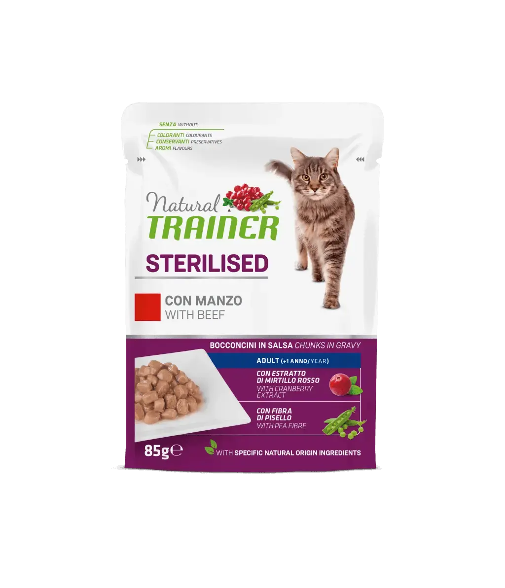 Hrana Umeda Pisici Sterilizate, Natural Trainer, Vita in Sos, 85 g