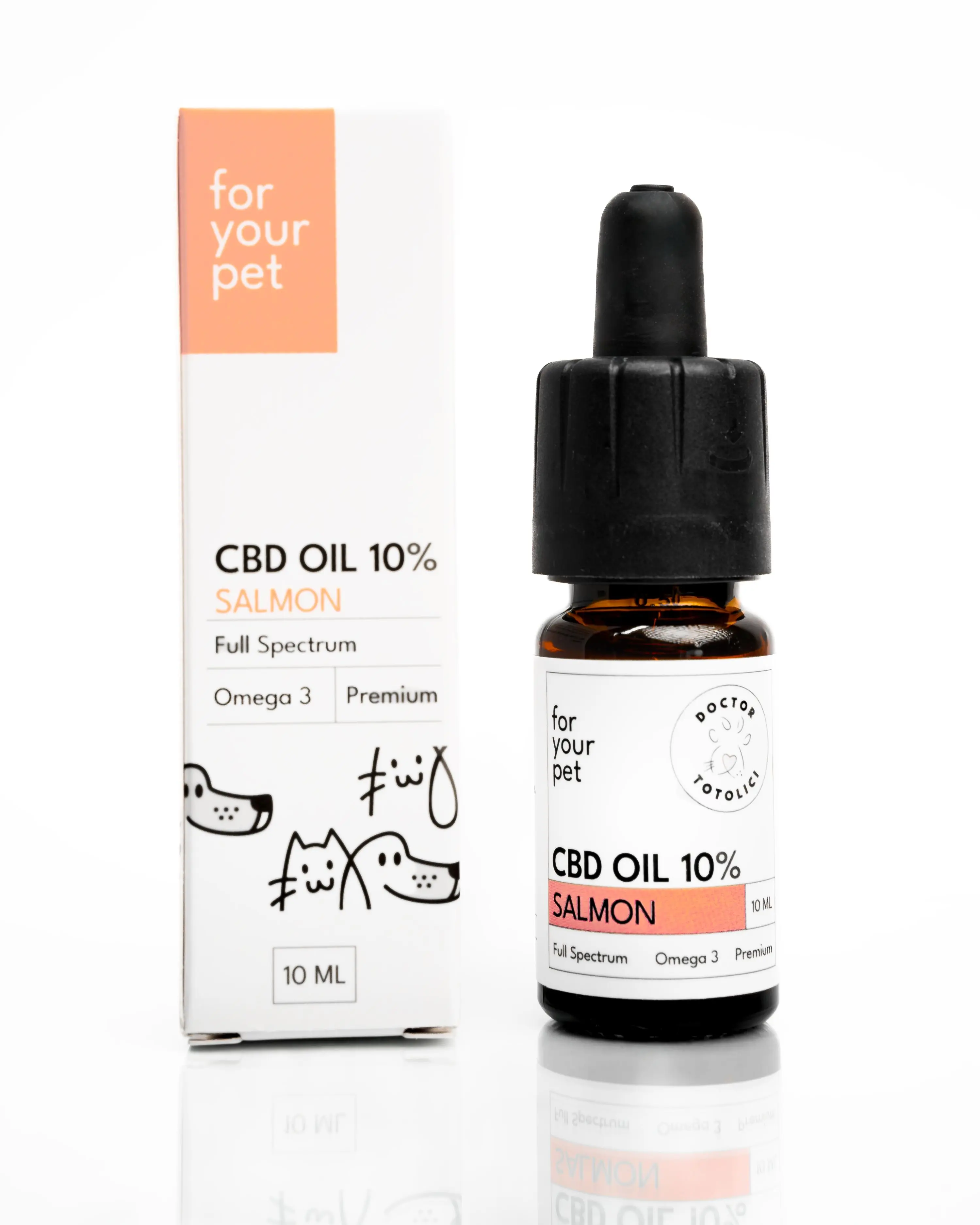 Ulei de CBD 10% pentru Caini si Pisici Aroma de Somon Doctor Totolici, 10 ml