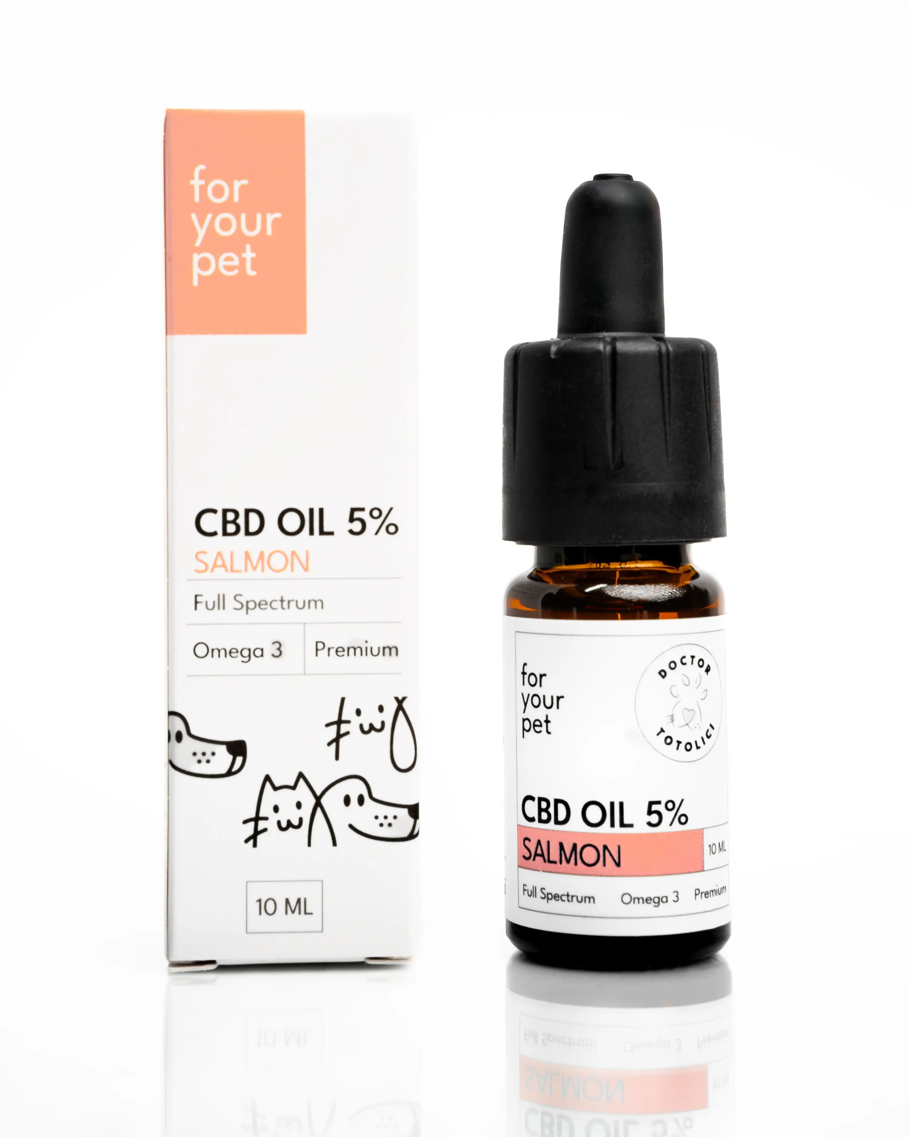 Ulei de CBD 5% pentru Caini si Pisici Aroma de Somon Doctor Totolici, 10 ml