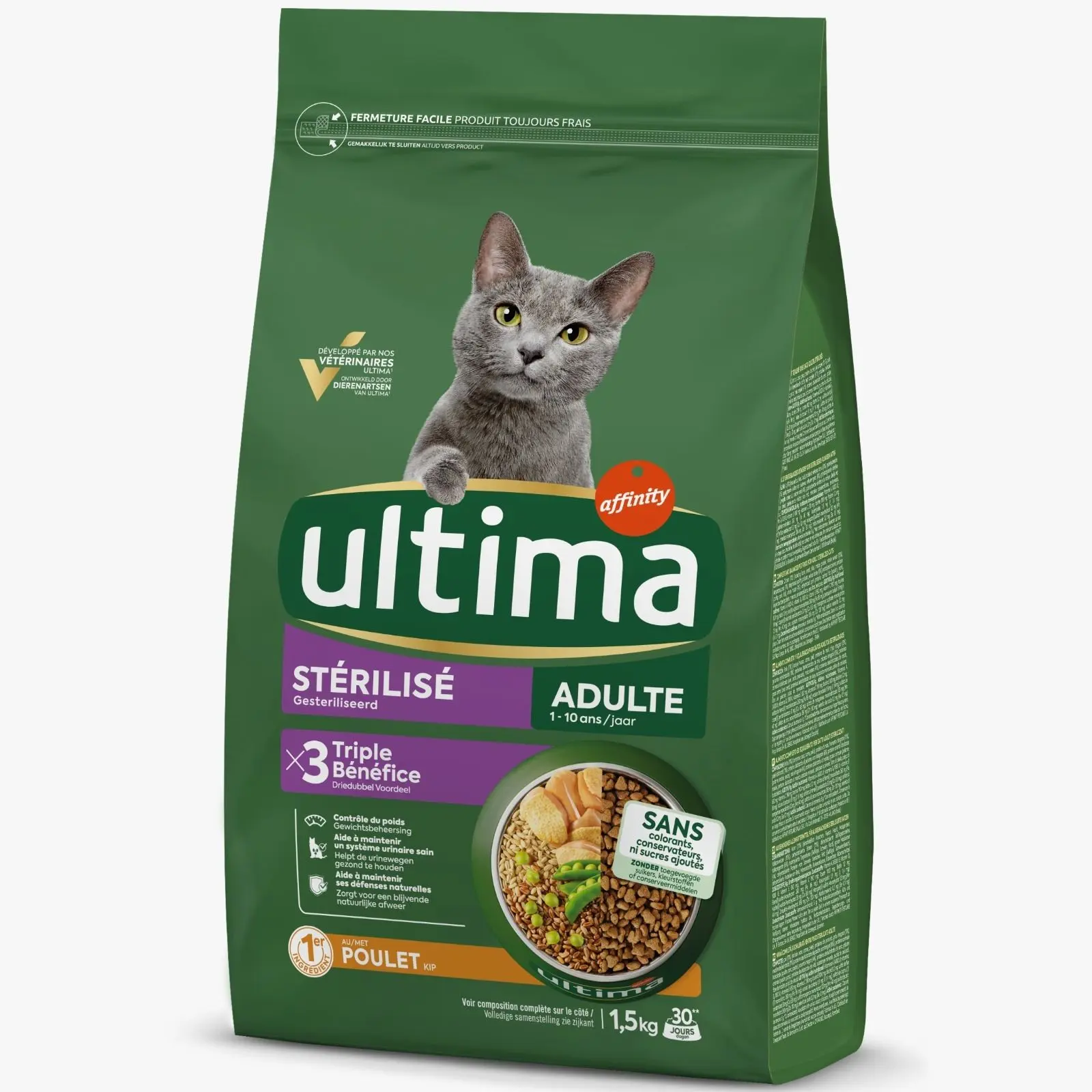Hrana uscata pisici, Ultima Cat, Adult Sterilizat Pui, 1.5 kg