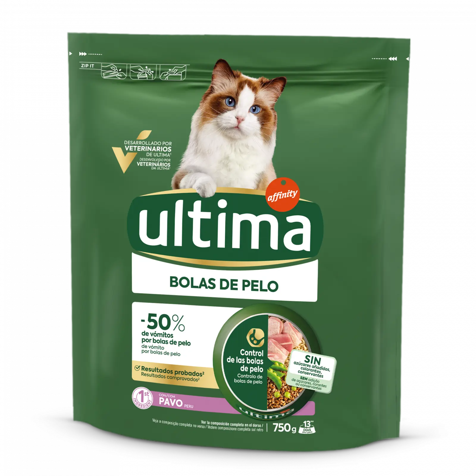 Hrana uscata pisici, Ultima Cat, Adult Hairball Curcan, 750 g