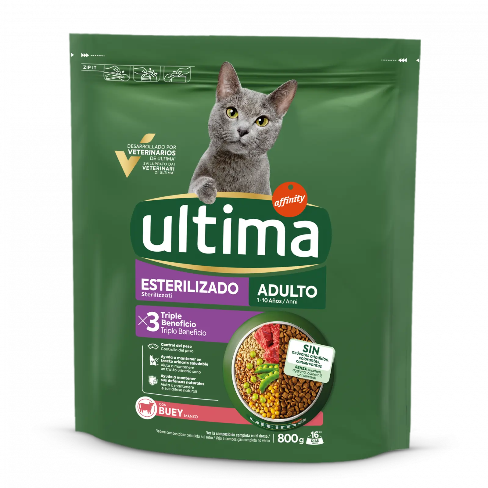 Hrana uscata pisici, Ultima Cat, Adult Sterilizat Vita, 800 g