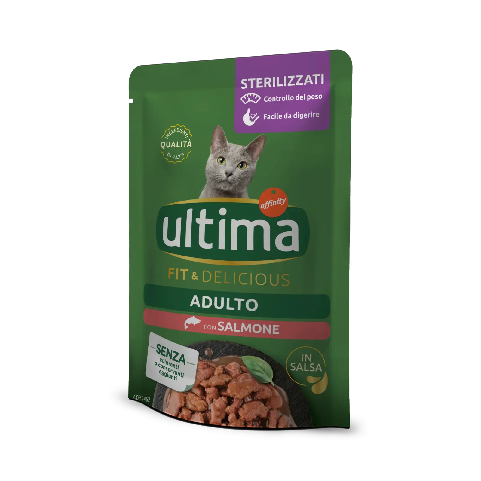 Hrana umeda pisici, Ultima Cat, Adult Sterilizat Fit & Delicious Somon, 85 g