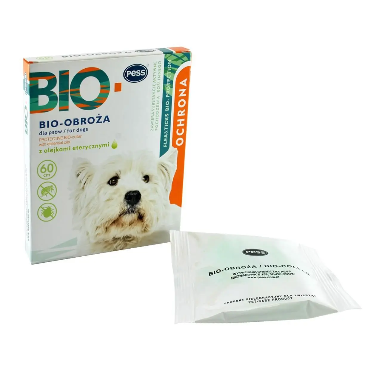 Zgarda Antiparazitara Caini PESS Bio cu Uleiuri Esentiale Naturale, 60 cm