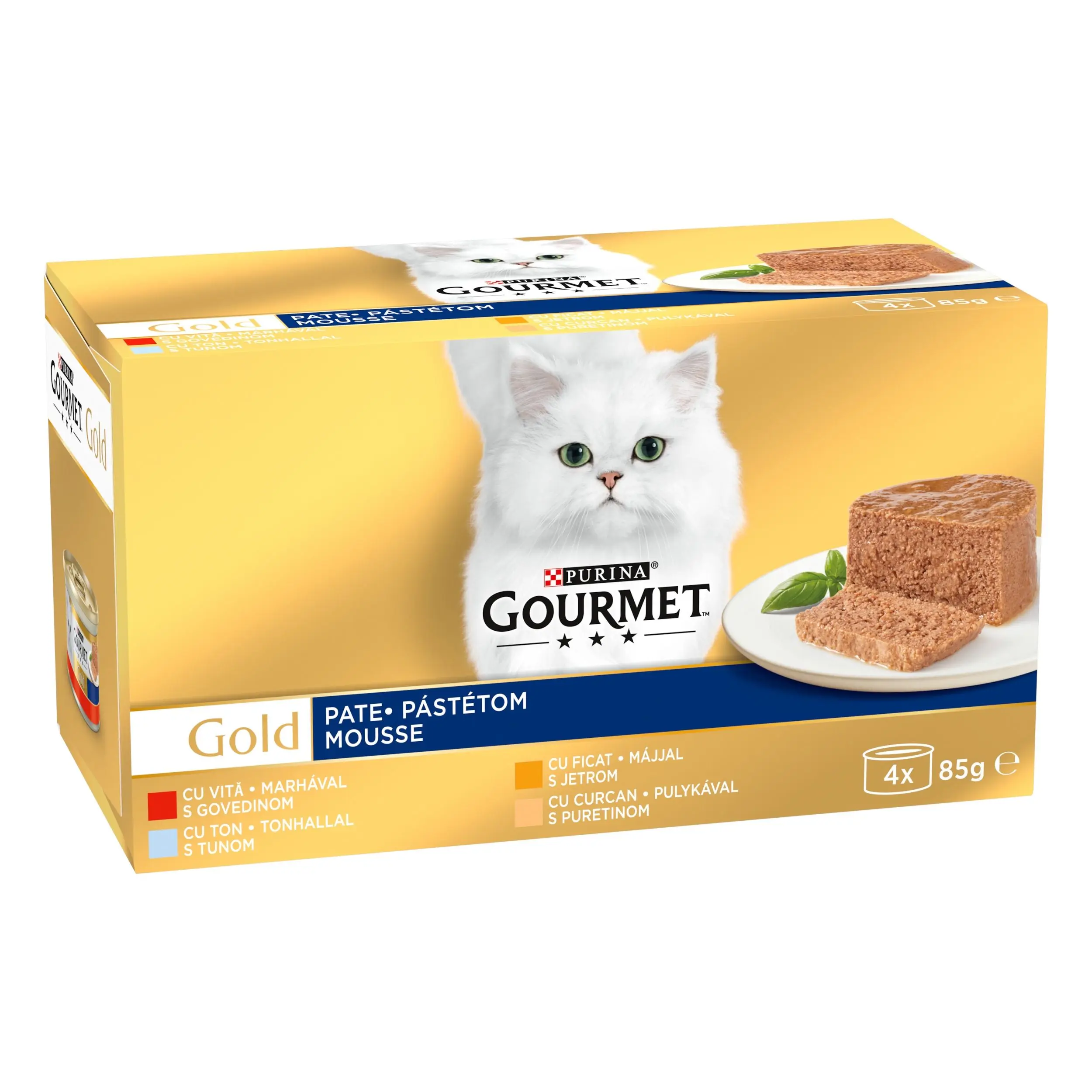 Gourmet Gold Mousse Vita, Curcan, Ficat si Ton, 4x85 g