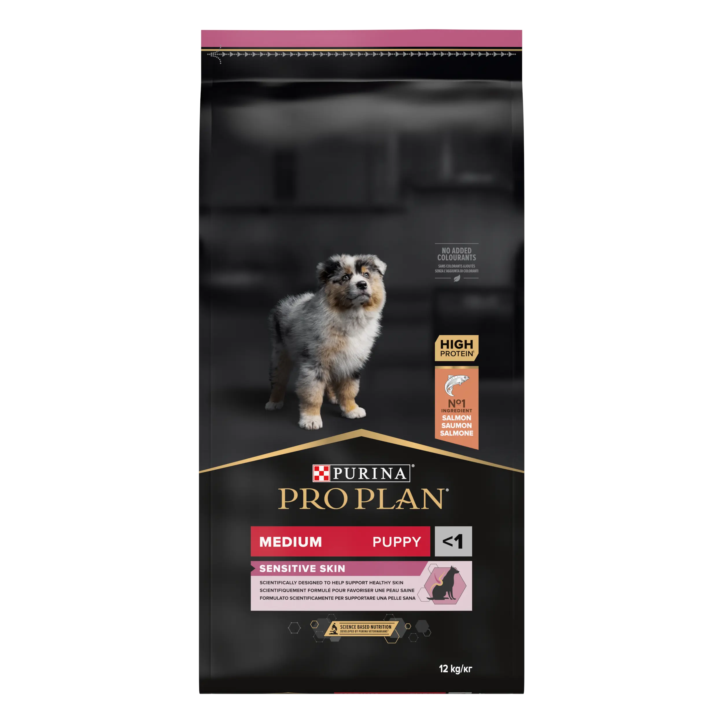 PURINA PRO PLAN PUPPY Sensitive Skin, Talie Medie, Somon, 12 kg