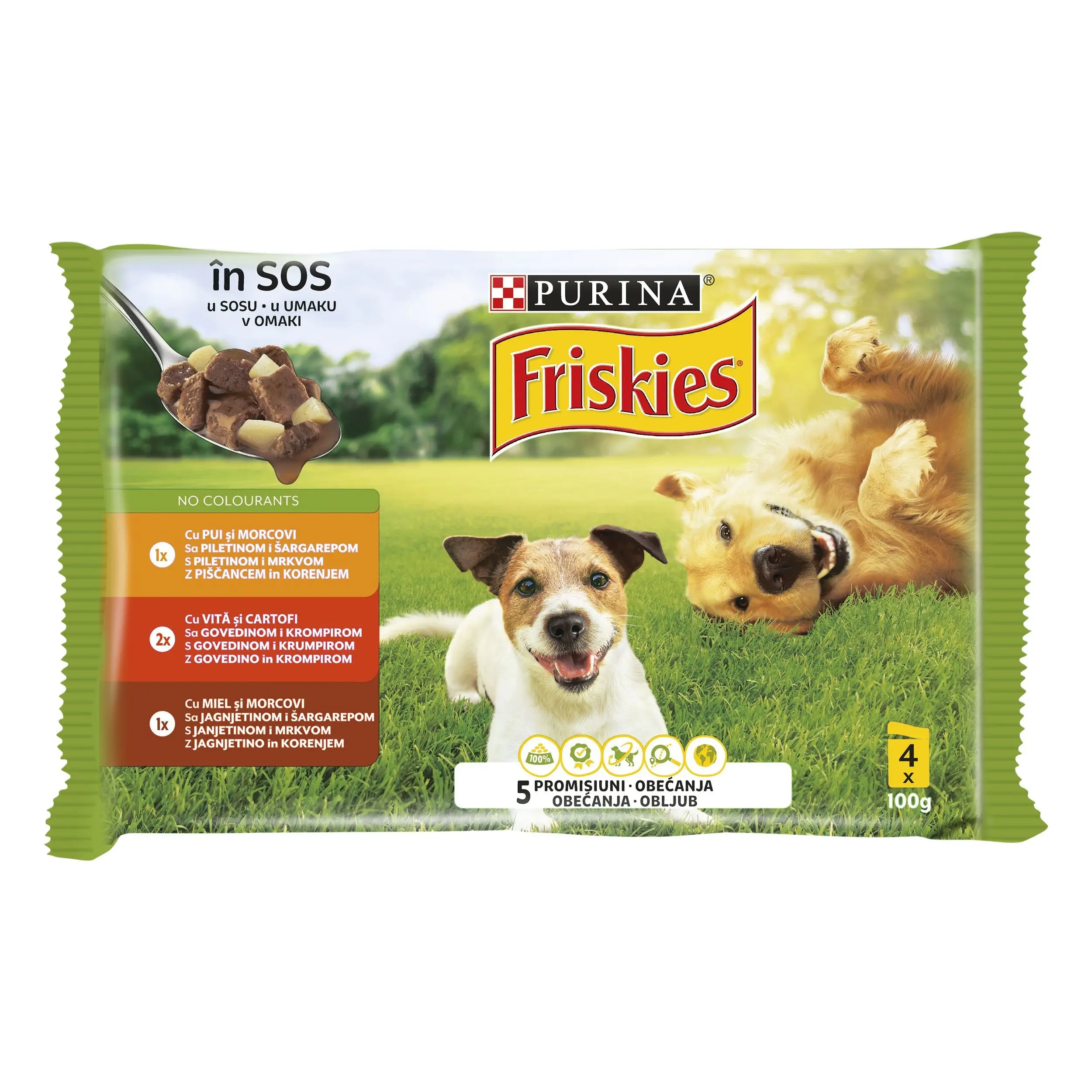 Friskies Adult cu Pui si Morcovi in Sos, 4x85 g
