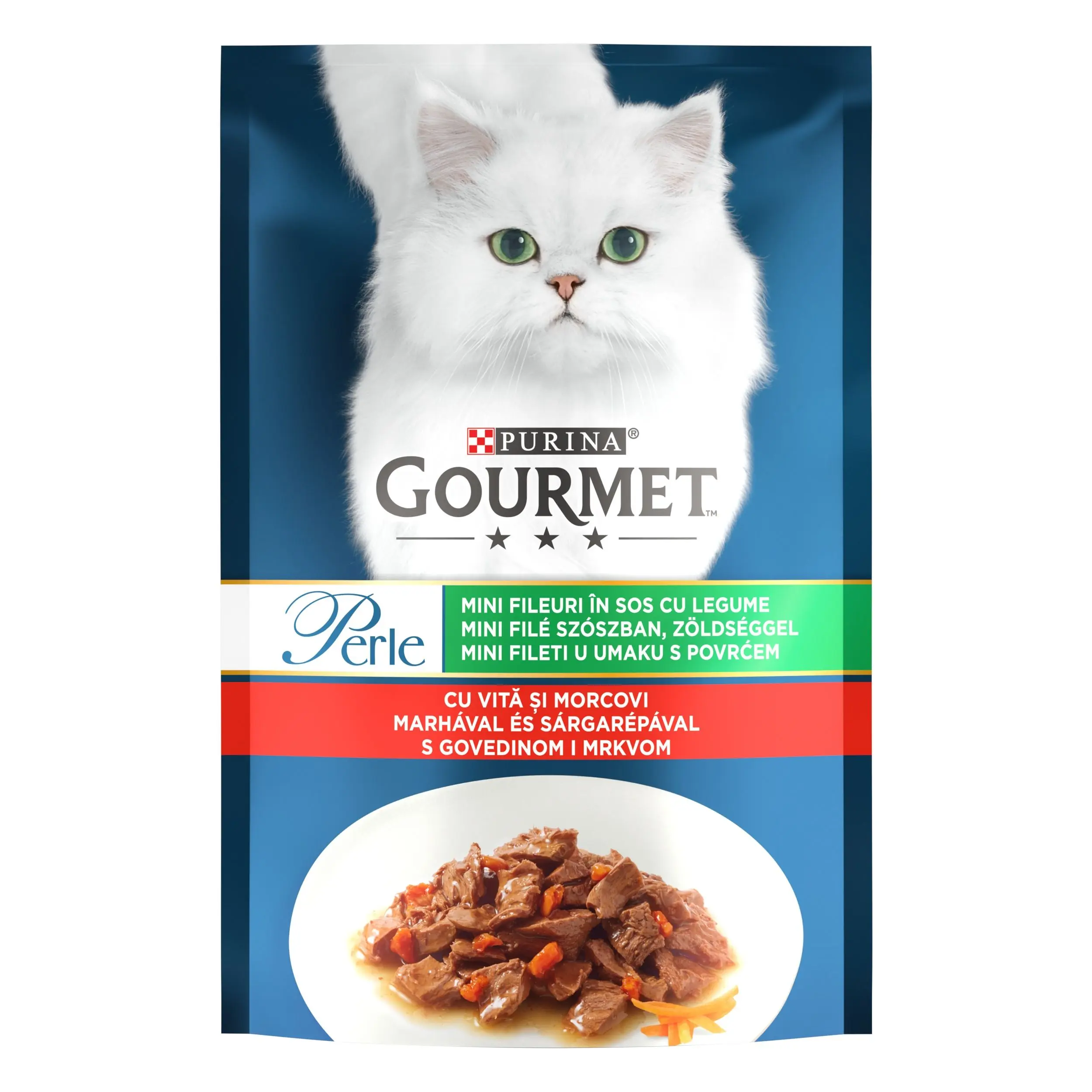 GOURMET PERLE cu Vita, Morcovi, Legume in sos, 85 g