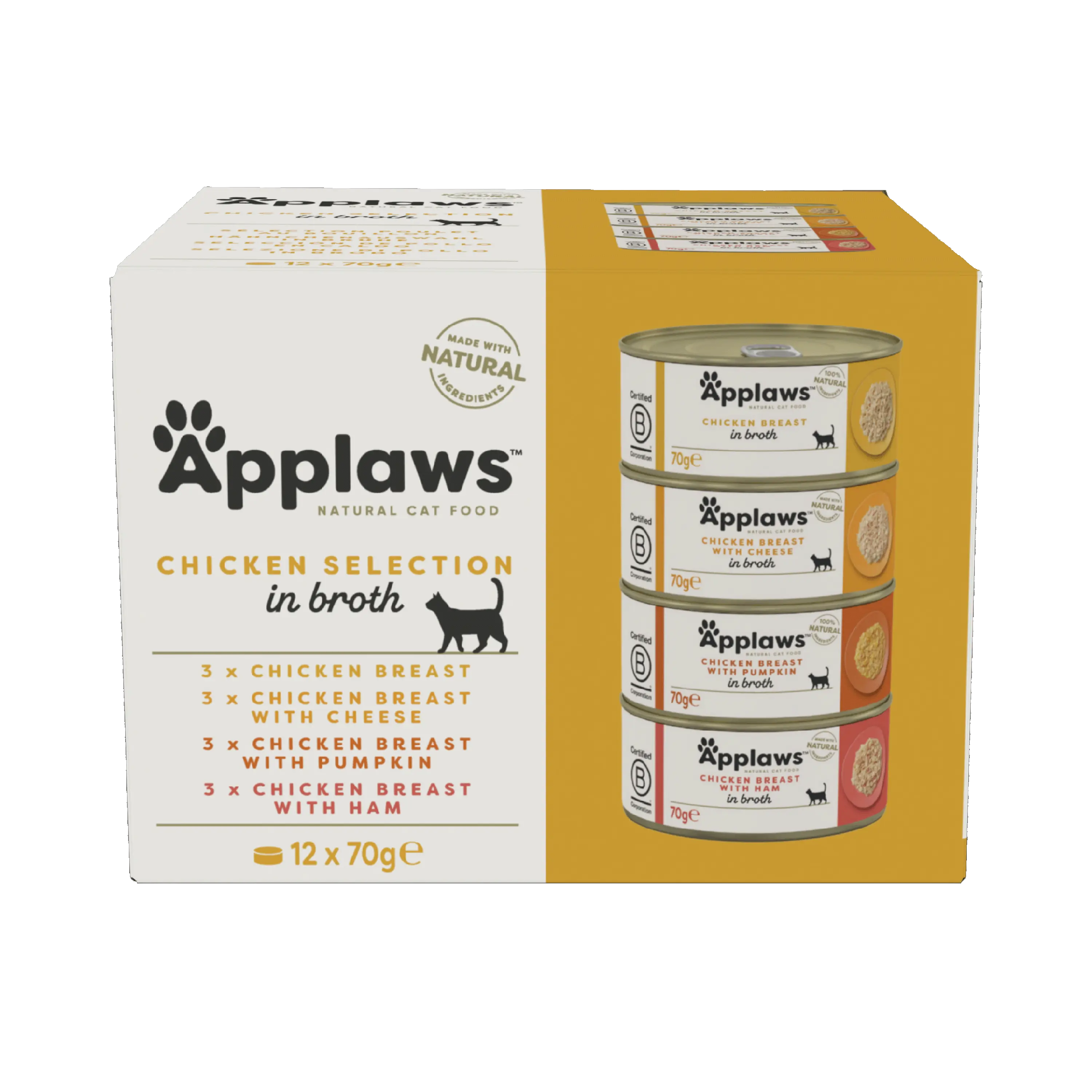 Hrana umeda pisici, Applaws Cat Adult Cu Pui, Multipack Conserve, 12 x 70 g