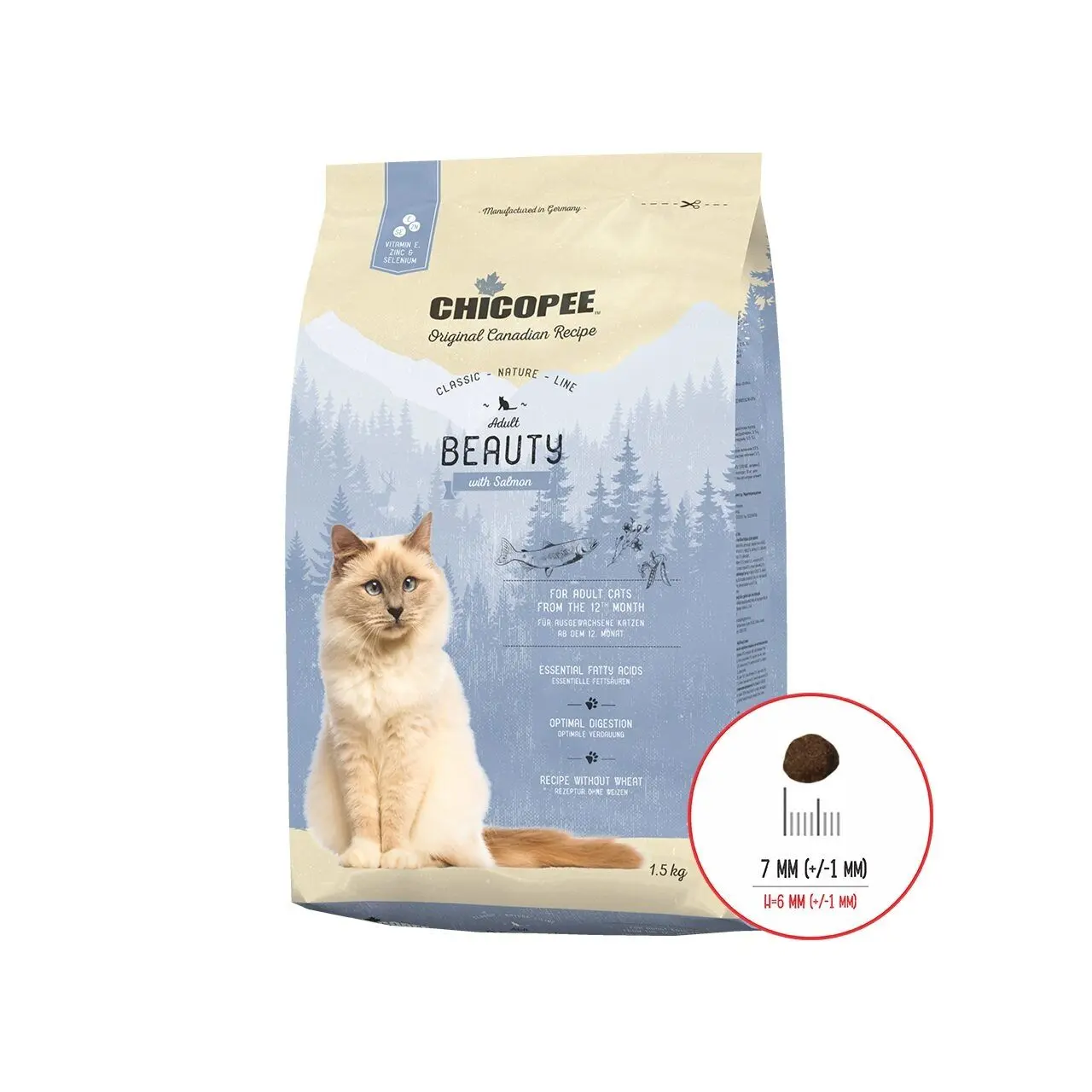 Hrana Uscata Pisici, Chicopee Classic Nature Line, Adult Beauty, Salmon, 1.5 kg