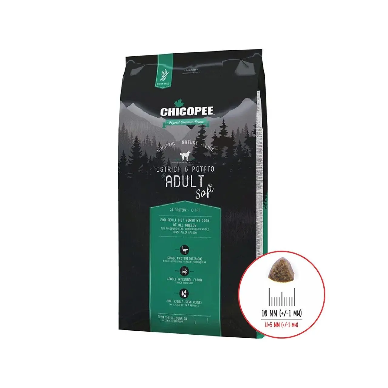 Hrana Uscata Caini, Chicopee Holistic Nature Line, Soft Adult, Ostrich & Potato, 2 kg